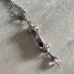Witchy magical potion bottle necklace faerie worlds crystals herbs pendant
